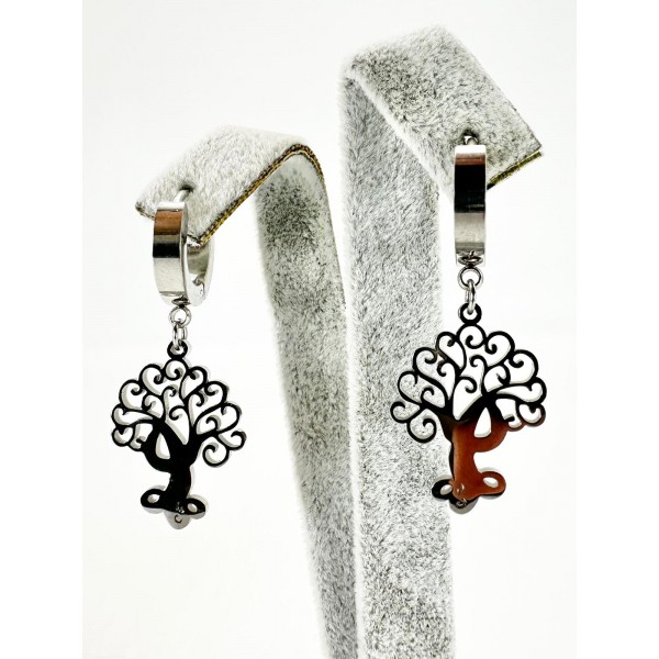 Gümüş Ağaç Detaylı Küpe